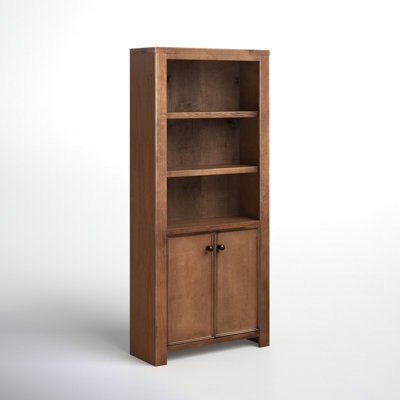 Daily Rustic Wood Bookcase With Doors, Bookcase Shelves, Storage Center, Fully Assembled, Brown by Birch Lane