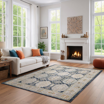 Tapis bleu marine / ivoire Goulart