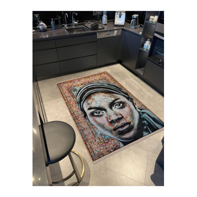 Multi Colour Traditional Motif Ethnic Pattern Creative Vintage Decorative Machine Washable Area Rug