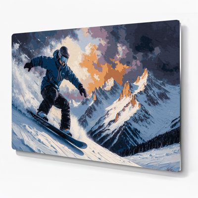 Sports Snowboarding Gray Metal Wall Art