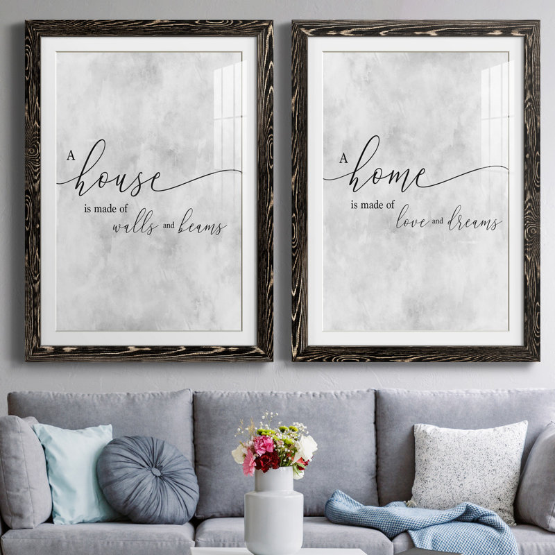 Une maison - ensemble de 2 reproductions d'art textuel, Blanc, H 31,5 po x l 47 po x P 1,5 po, H 31,5 po x l 47 po x P 1,5 po