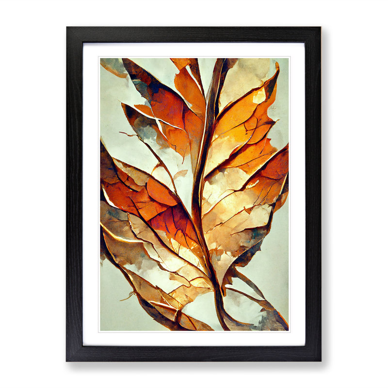 Abstract Autumn Leaf No.4 - Framed Print, Black, 46cm H x 34cm W x 2cm D