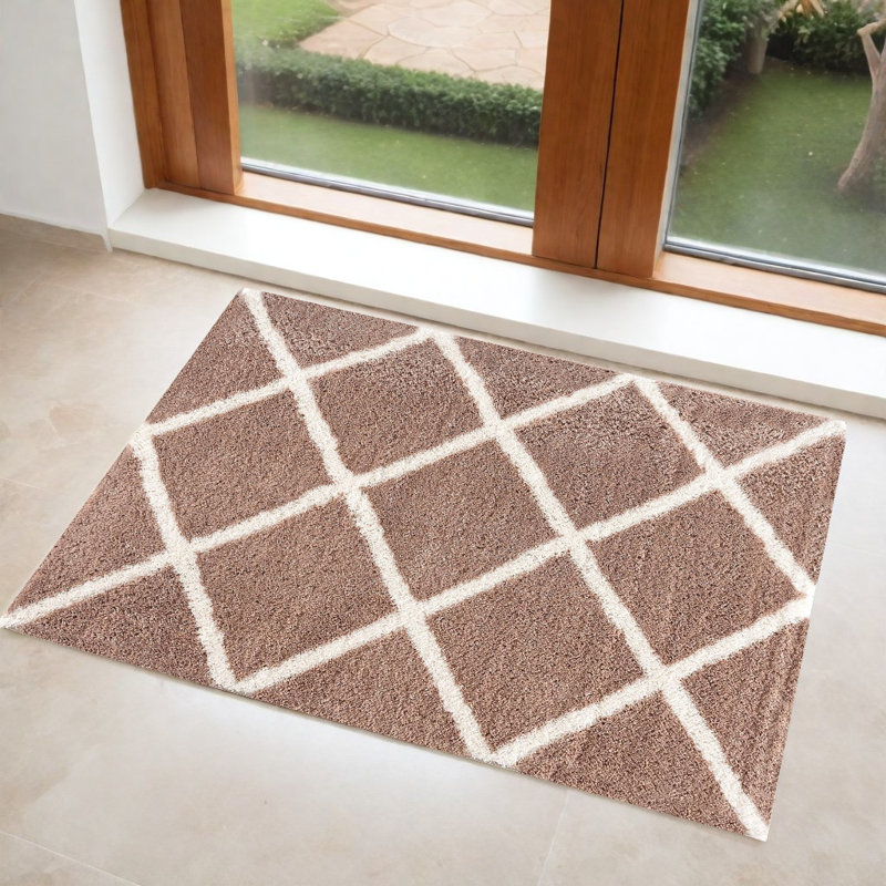Tapis beige à motif géométrique 3 pi x 5 pi, Rectangle 2 pi 8 po x 4 pi 11 po