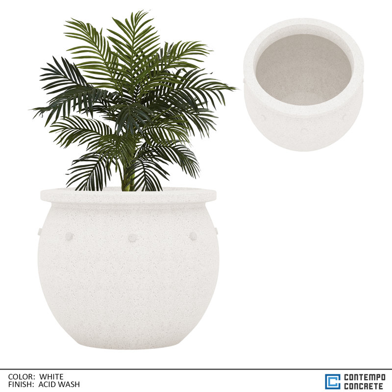 Zena Planter, Acid Wash White, 21"H x 24"W x 24"D