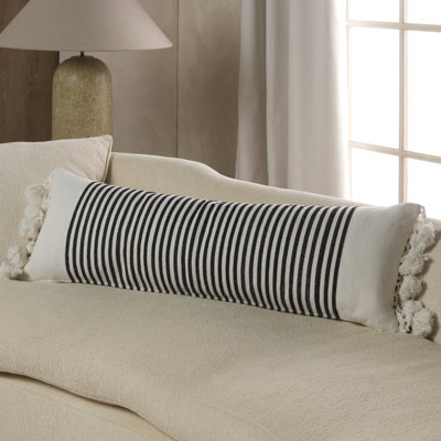 Jaipur Living Morgen Stripes White Pillow (13"X40" Lumbar)