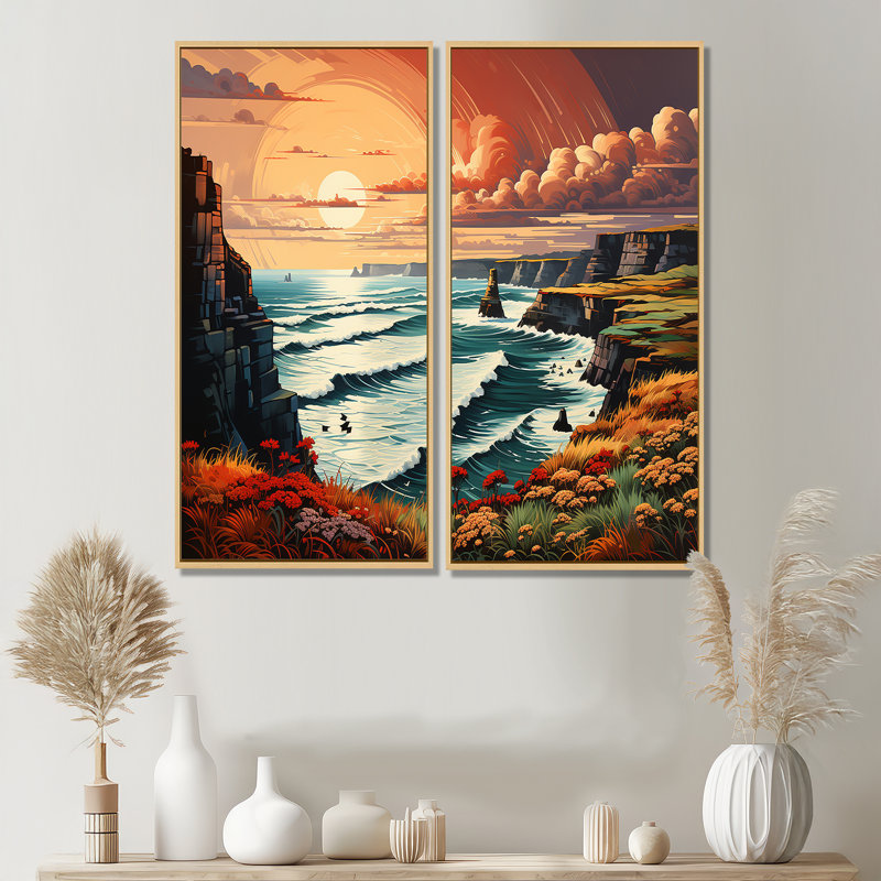 Irlande, falaises de Moher II, 32" H x 32" W, Floater Frame, Cream