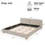 Lit plateforme capitonné bouclé, de format king, avec tête de lit incurvée de 20 cm d'épaisseur, pieds arrondis en hévéa massif et lattes en bois, sans sommier, beige-474325039