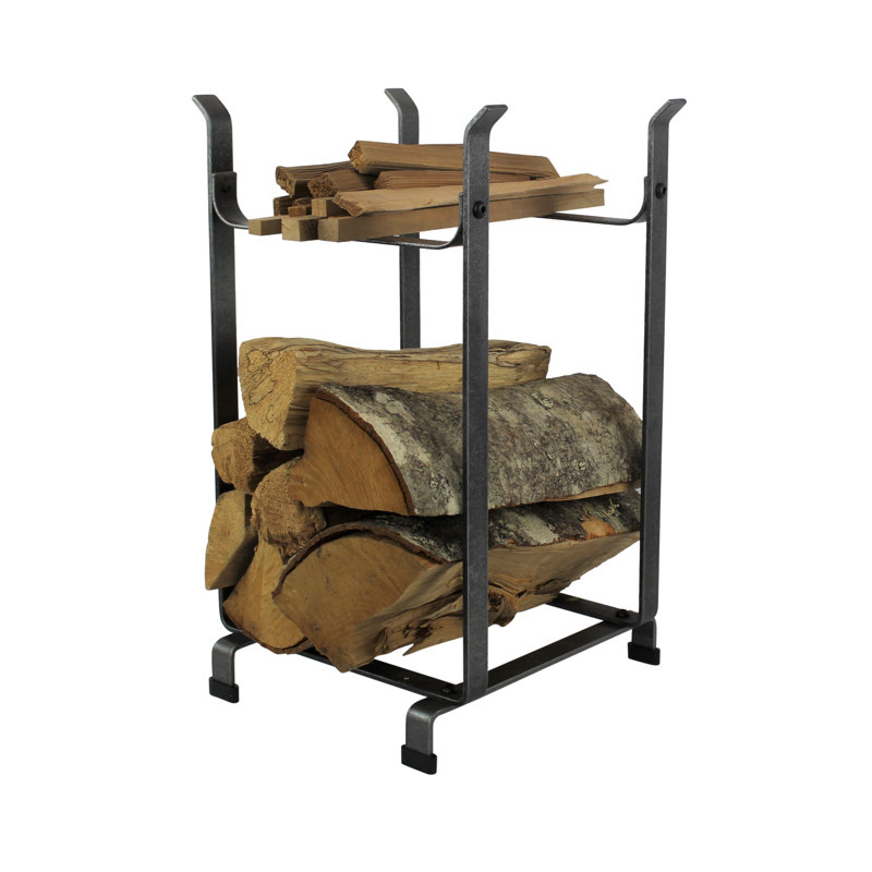 Handcrafted Modern Industrial Log Rack Hammered Steel