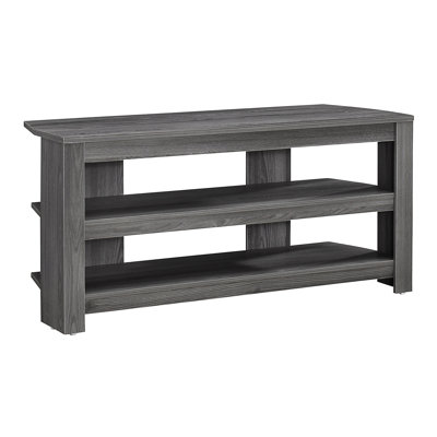 Contemporary 42 Inch Grey Media Stand With Two Open Shelves For All Sizes Of Tvs In Bedroom Tv Console Thick Panel Gaming
