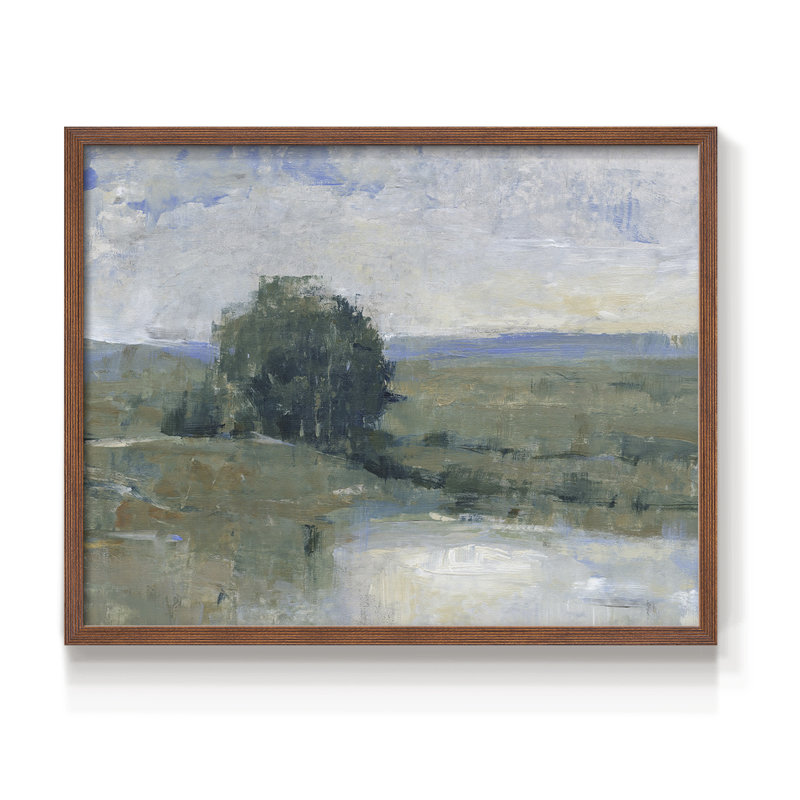 Riverbank Impression I -Framed Print - Restickable, H 8 po x l 10 po, Noyer