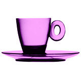 Polycarbonate Espresso Cup with Saucer - 6 Pieces - Clear
