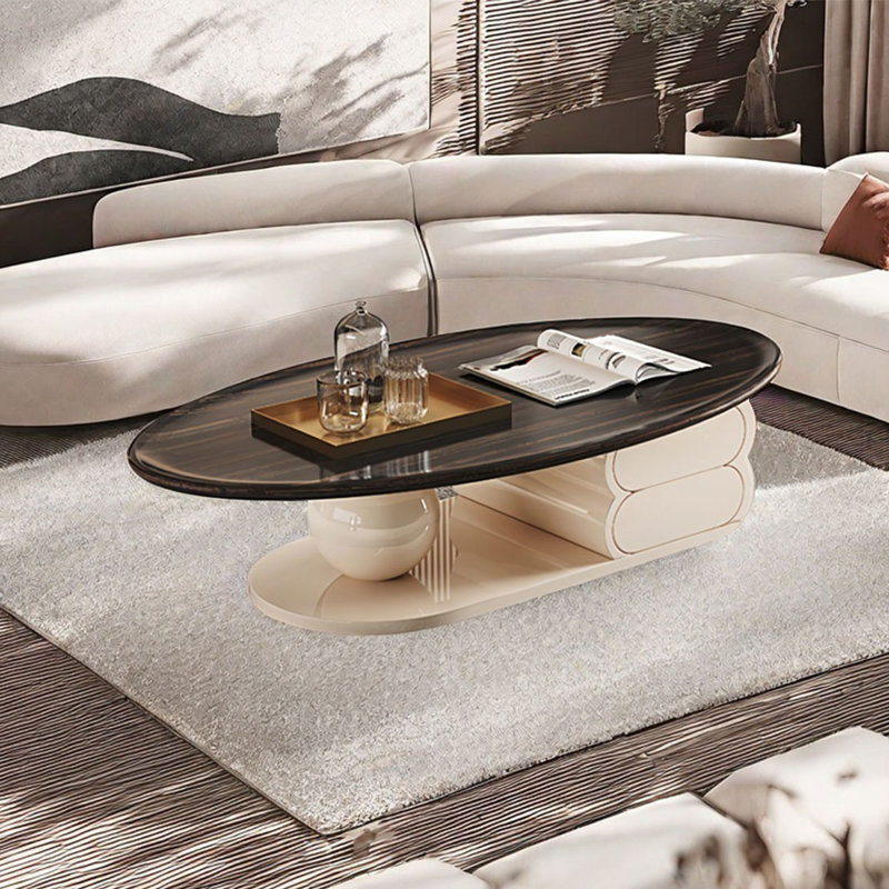 Table basse moderne et simple avec salon ovale, H 15,7 po x L 43,3 po x l 23,6 po