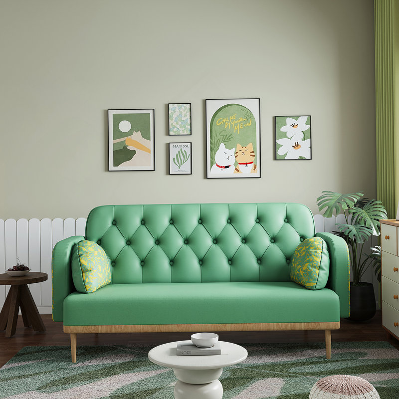 Canapé moderne à deux places à motif avec coussins décoratifs moelleux pour une assise confortable