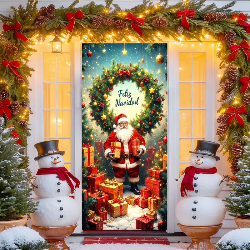 Couvercle de porte de Noël de 35 po x 72 po, Kondieu, C
