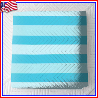 Blue White Stripes Quilted Bedspread All Sizes