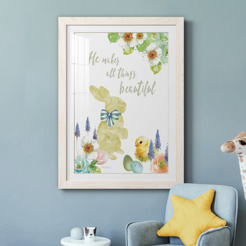 «All Things Bunny» - Reproduction encadrée sur papier, H 37,5 po x l 27,5 po x P 1,5 po, Blanc