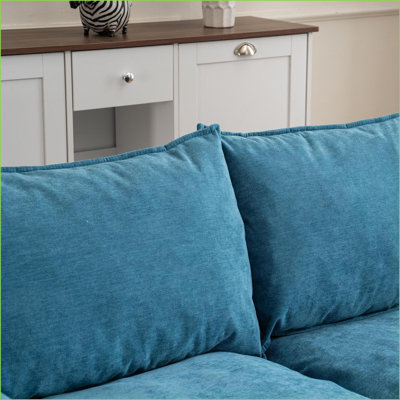 Sofas, Convertible 2-Seater Modern Sofa with Storage Footstools for Living Room/Bedroom/Office/Small Space | Lake Blue | L-Shape