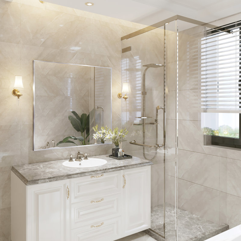 Miroir de salle de bain mural Sartori, Nickel brossé, 36 po x 36 po