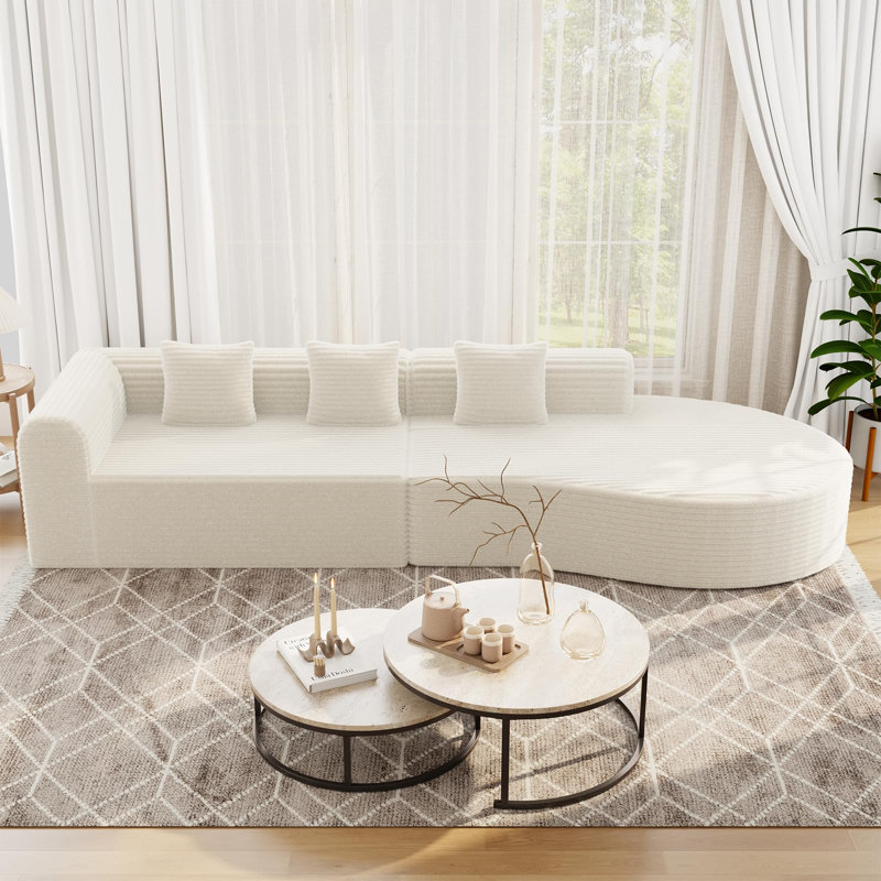 Canapé modulaire de 134 po pour salon, Beige