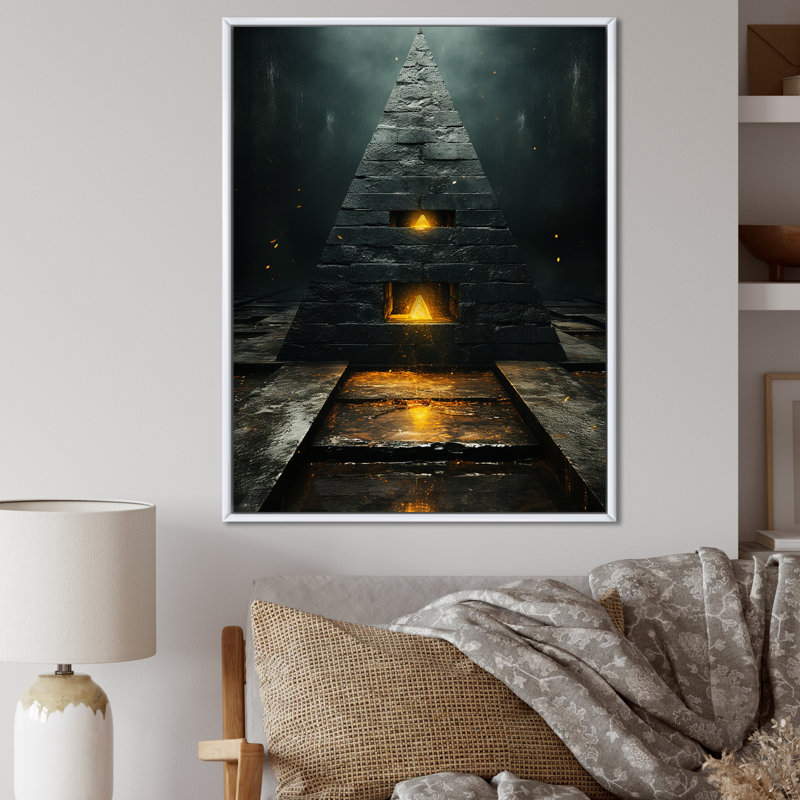 Pyramid of the Enigma, reproduction d'art sur toile, H 40 po x l 30 po x P 1,5 po, Cadre flottant blanc