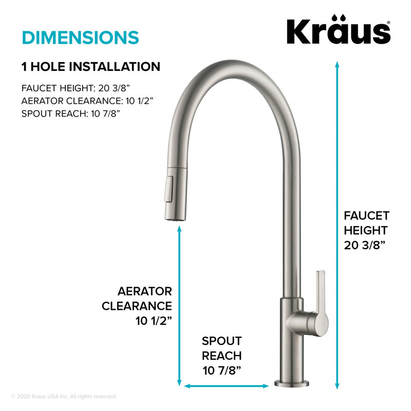 Oletto Single Handle Pull-Down Kitchen Faucet, Stainless Steel