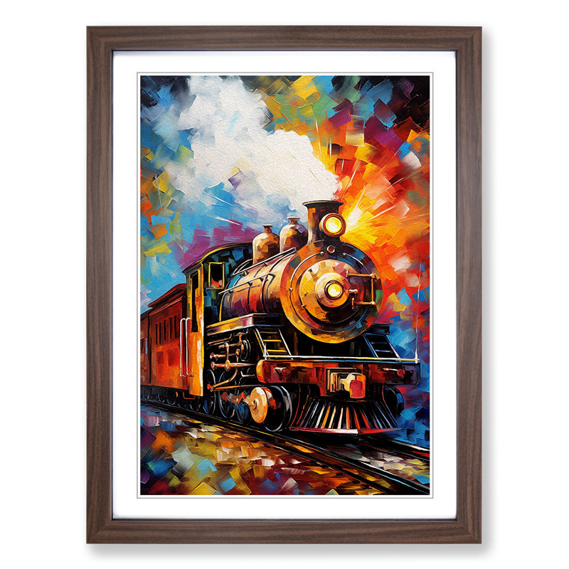 Train Abstract - Framed Print, Walnut , 64cm H x 46cm W x 2cm D