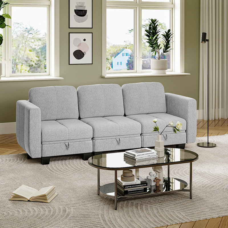 Fabric Corner Sectional, Light Grey, 3, 2