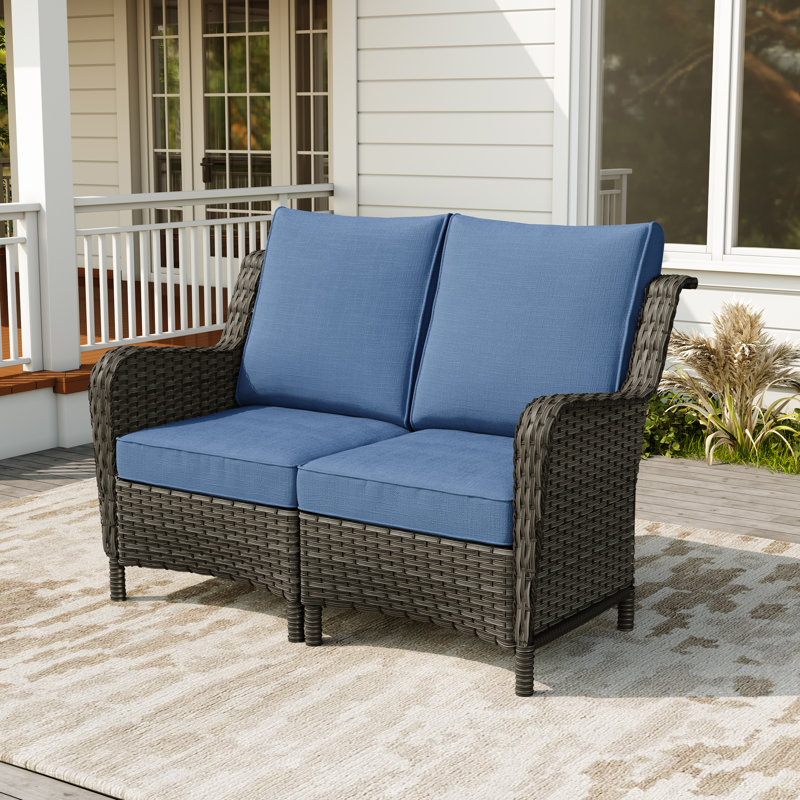 Ensemble de conversation d'extérieur 2 personnes avec coussins Mapleview, Marine, Gris