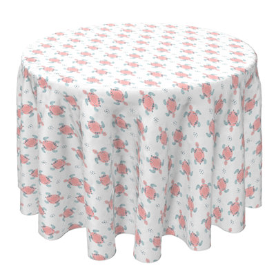 Fabric Textile Products, Inc. Round Tablecloth, 100% Cotton, 60 Round", Pink Sea Turtles Design