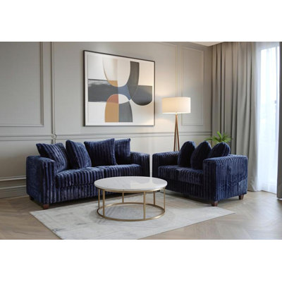 Modern Corduroy Sofa And Loveseat Set With Deep Seats And Plush Cushions