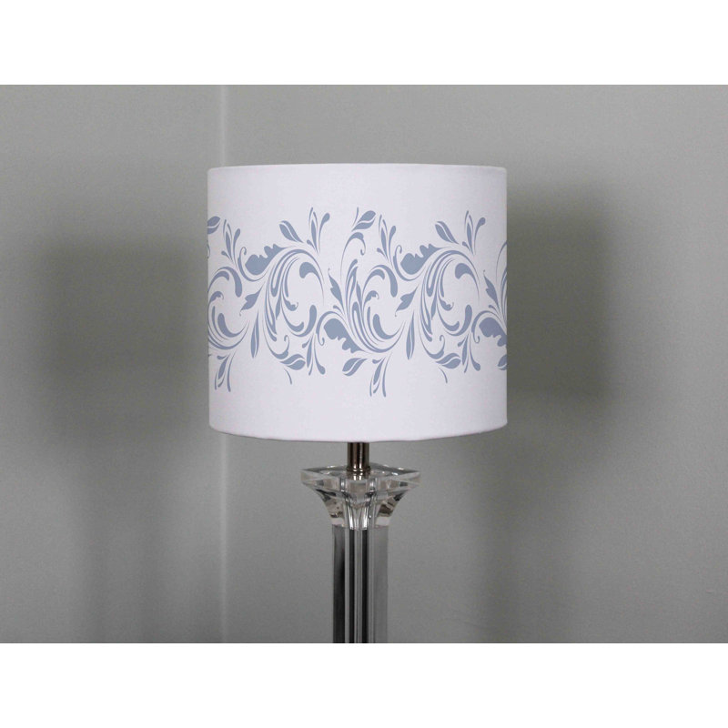 Decorative Swirls And Flowers 22cm H Cotton Drum Lamp Shade ( Uno )