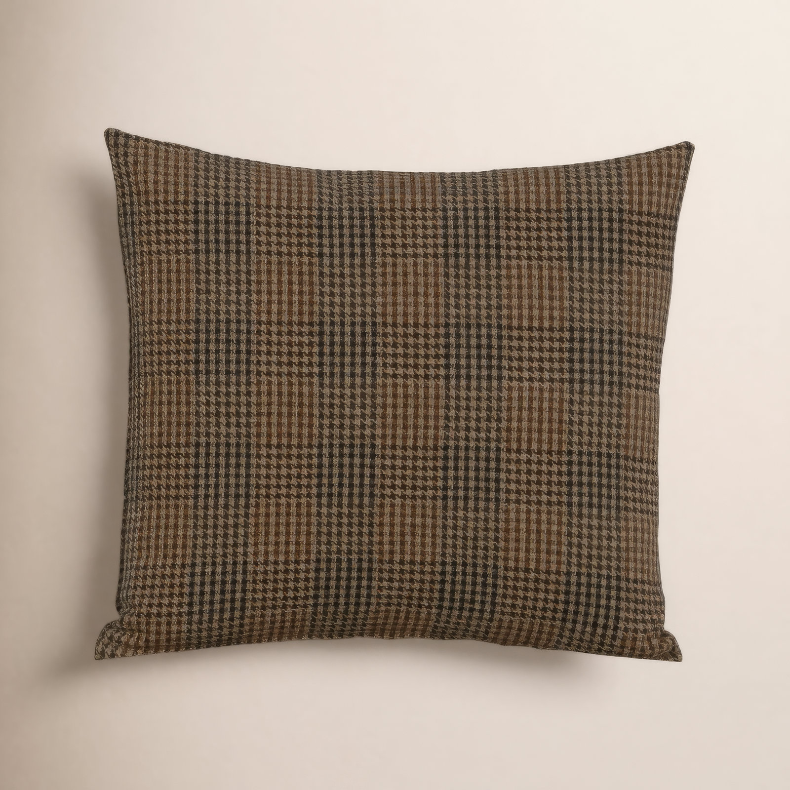 Eevi Solid Throw Pillow, Feather, Brown/Black, Square 20"