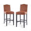 Ensemble de 2 tabourets de bar rembourrés pour îlot de cuisine avec pieds en bois d'hévéa et similicuir avec capacité de poids de 300 lb