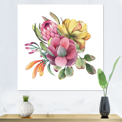 Bouquet de printemps avec fleurs roses I - reproduction d'art sur toile traditionnelle 2