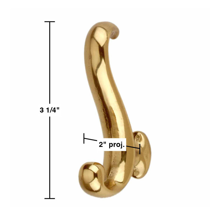 Small Single Prong Solid Brass Coat Hook