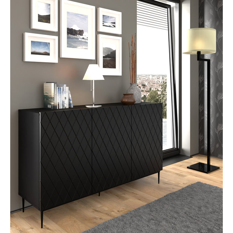 Alceu 144.5cm Sideboard, Black Matt/Black Legs