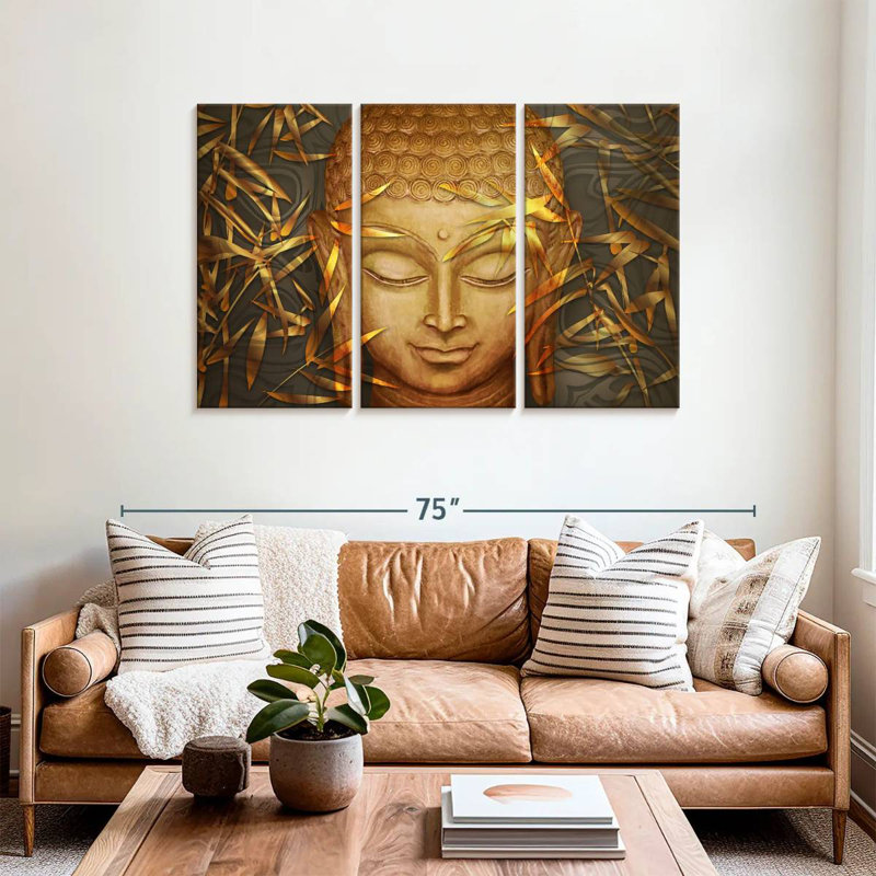 Tête de Bouddha paisible Leisha, H 36 po x l 57 po