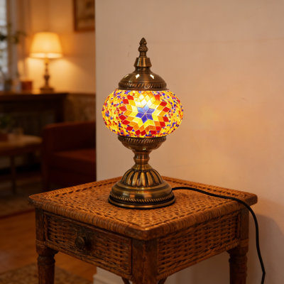 Lampe de table en verre teinté de style mosaïque avec ampoule E26