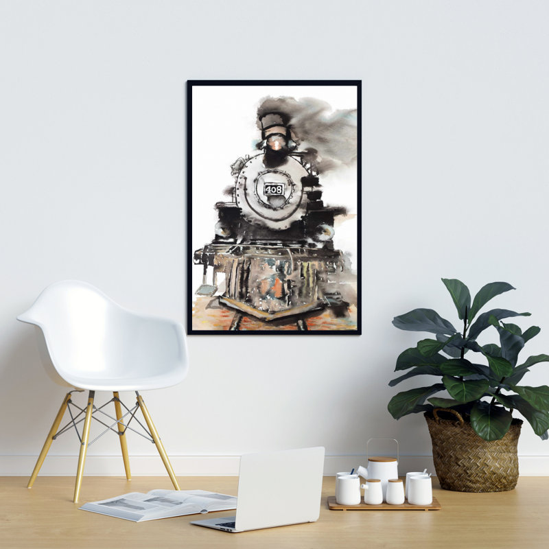 Vintage Train - Black Framed Canvas for Home Decor