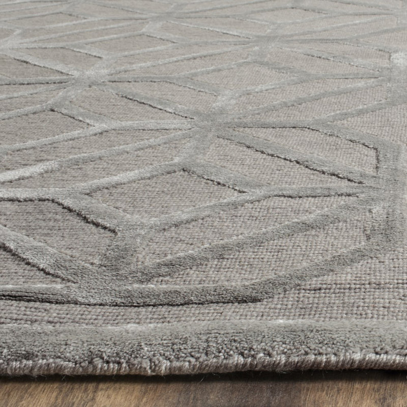 Tapis géométrique en laine / coton noué à la main Candie, Rectangle 9 pi x 12 pi