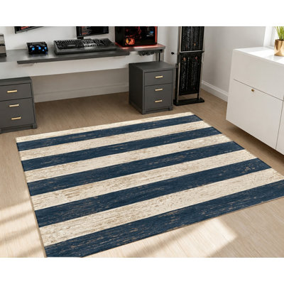 Tapis rayé en grain de bois, imprimé texturé bleu blanc, surface en velours, tapis antidérapant doux, décoration intérieure pour le salon, la chambre à coucher, le vestibule, la cuisine, le balcon, l’appartement