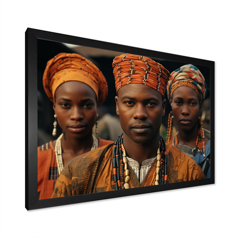 «Chizuko African Tribes», impression sur toile, H 24 po x l 32 po x P 1 po, Cadre photo noir