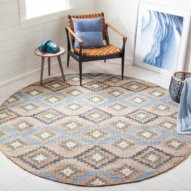 Goodwyn Flat Weave Jute Southwestern Rug, Round 7'
