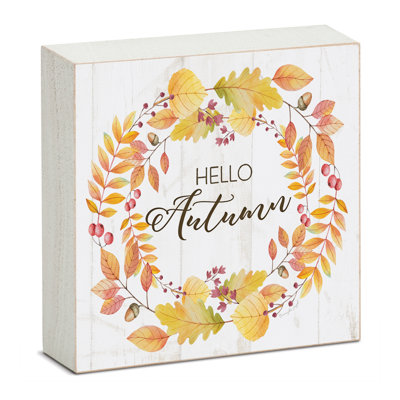 Plaque en bois massif autoportante August Autumn® Hello Autumn