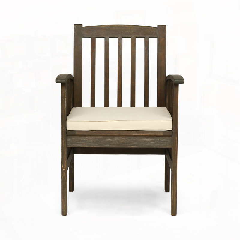 Outdoor Acacia Wood Armchair, Gray, Cream
