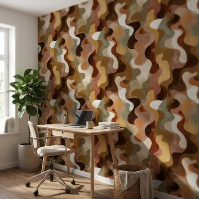Papier peint camouflage moderne Earthy