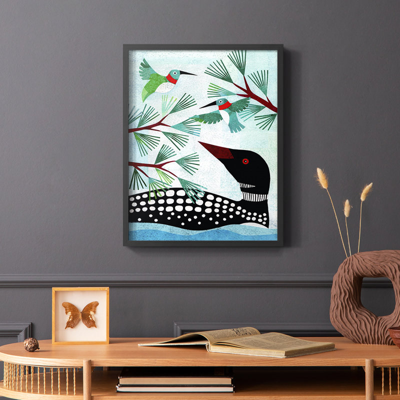 «Forest Creatures», reproduction encadrée en bois massif, Cadre simple noir, H 20 po x l 16 po
