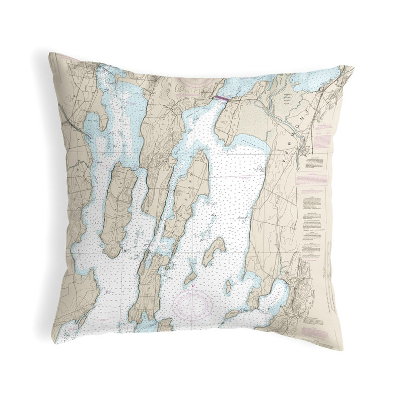  Housse et housse de coussin carré North Hero Island, Vt Nautical Map