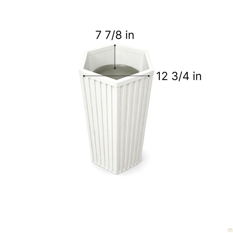 Jardinière à colonne hexagonale LG - Blanc, 30.25" H x 16.5" W x 14.38" D