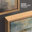 Grunge pastel bleu sarcelle, paysage jaune, formes abstraites, chic moderne sur toile, 3 pièces-94434536-94434540
